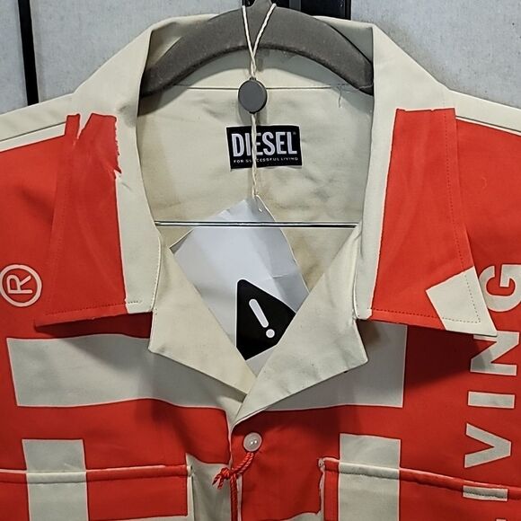 Diesel S-Mac-22 Bowling Shirt With Maxi Logo Print - Picture 7 of 12